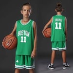 Kids Boys Girls Men Adults NBA Kyrie Irving #11 Boston Celtics RETRO Basketball Jerseys Summer Suits Kits Top+Shorts 1 Set,Green (Kids),L