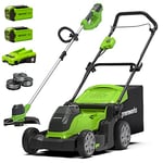 Greenworks 40V 41cm mower, trimmer, spool with 2x2Ah Battery/charger