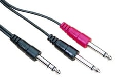 MCA-202 Tele-Tele - adapterkabel från 1 x 6.3mm stereokontakt till 2 x 6.3mm mono kontakter