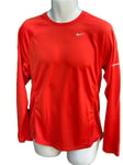 NIKE RUNNING Miler Dri Fit STAY WARM Long Sleeved Running Workout Shirt Orange M