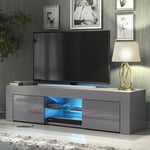 TV Unit 130cm Cabinet TV Stand High Gloss Doors - Dark Grey