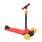 NEWCURLER Rugged Racers Kick Scooter for Boys and Girls 3 Wheel Scooter, 4 Adjustable Height Lean to Steer with Wide Deck PU Flashing Wheels for Children 3 to 12 Years Old,Red