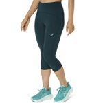 Asics Road Högmidjade Capri Tights XL Dam Grön för Löpning och Träning