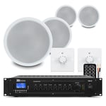 2-Zone Background Music System with 4x CSPB8 Ceiling Speakers & PA Amplifier