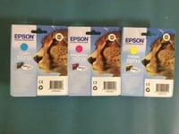 Collection of 3 genuine Epson cyan T0712 magenta  T0713  yellow T0714 (T0715) BN