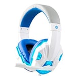 Led Light Wired Gaming Headphones For Computer Adjustable Bass Stereo PC Gamer Over Ear Wired Headset With Mic USB white