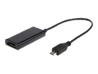 Cablexpert A-MHL-003 - Adapter för video / ljud - 11 stifts Micro-USB hane till HDMI, Mikro-USB typ B (endast ström) hona - 16 cm