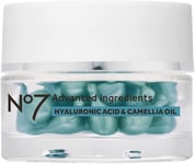 No7 Advanced Ingredients HYALURONIC ACID & CAMELLIA OIL Facial Capsules 30s 