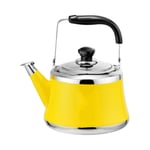 Tea Kettle Stove Top Whistling Hot Water Fashion 304 Stainless Steel with Anti-scalding Handle Induction Cooker (Color : Yellow, Size : 1.5L)
