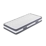 Dmora Matelas simple en mousse de polyuréthane, Made in Italy, avec rembourrage en fibres hypoallergéniques, 80 x 190 x 23 cm, Couleur blanc
