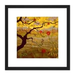 Ranson Apple Tree Red Fruit Painting 8X8 Inch Square Wooden Framed Wall Art Print Picture with Mount