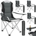 4 campingstoler med polstring - grå