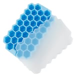 Silikoninen jääpala-alusta kannella 2 kpl Sininen