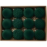 Sammetsjulgranspynt 12 st 8 cm Stora Julbollar Okrossbara Prydnadsföremål Julgranspynt Dark green