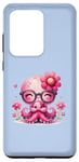 Galaxy S20 Ultra Blue Background, Cute Blue Octopus Daisy Flower Sunglasses Case