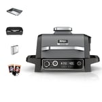 Ninja Woodfire Electric BBQ Grill & Smoker, 7-in-1 Outdoor Grill & Air Fryer, Roast, Bake, Dehydrate, Uses Woodfire Pellets, Weather Resistant, Non-Stick, Portable, Electric, Grey/Black, OG701UK