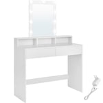 Sminkbord med Justerbar LED-Belysning, Modern, Vit
