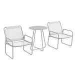 Rootz Trädgårdsmöbler Set - 3-delat - 2 stolar - Andningsbart tygöverdrag - 1 runt bord Ø60 Cm - Stål - Plast - Ljusgrå - 52w X 47,5d Cm