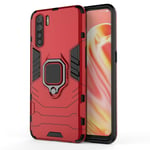 TANYO Case for OPPO A91 (OPPO F15), TPU/PC Shockproof Phone Cover with 360° Kickstand, Armor Bumper Protective Shell Red