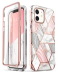 i-Blason Cosmo Series Designed for iPhone 12 Mini Case (2020), Slim Full-Body Stylish Protective Case with Built-in Screen Protector, Marble