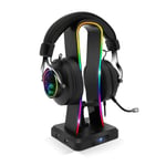 Spirit Of Gamer - Sentinel - Support Casque Gaming RGB - Porte Casque Gamer Multifonction 11 Effets Lumineux - Compatible PC/PS4/Console - 4 Ports USB - Câble USB-C et Guide Câble Souris Inclus