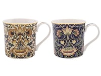 OFFICIAL WILLIAM MORRIS LODDEN SET OF 2 CHINA COFFEE MUGS CUP NEW IN GIFT BOX