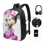 Lawenp Music Guitar Minnie Laptop Backpack- with USB Charging Port/Stylish Casual Waterproof Backpacks Fits Most 17/15.6 Inch Laptops and Tablets/for Work Travel School