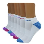 Champion Women's Double Dry 6-Pair Pack Low Cut Socks, White/Purple/Teal/Raspberry, 9-11