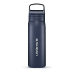 LifeStraw Go Series – Double Wall BPA-Free Vacuum Insulated 18 oz Stainless Steel Water Filter Bottle for Travel and Everyday use; Aegean Sea
