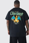 Men's Plus Pokemon Charizard License Back Print T-Shirt - Black - Xxxxl, Black