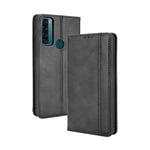 KERUN Case for TCL 20 SE Filp Case, Magnetic Closure Full Protection Book Design Wallet Flip Cover for TCL 20 SE with [Card Slots] and [Kickstand]. Black