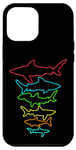 Coque pour iPhone 13 Pro Max Silhouette de couleur requins pour adultes et enfants
