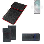 Felt Case for Nokia C32 dark gray red edges Cover bag Pouch