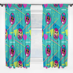 LOL Surprise Curtains Pair OMG Beat Kids Playroom Turquoise - 66in x 54in Drop