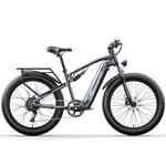 Shengmilo MX05 elcykel 1000W motor 17,5AH batteri E-BIKE 26*3,0'' fettdäck elektrisk mountainbike 42KM/H 90KM uthållighet elcykel vuxen elcykel grey