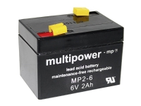 multipower MP2-6 A9620 Blybatteri 6 V 2 Ah Blyfilt (B x H x D) 75 x 53 x 51 mm Plattkontakt 4,8 mm Underhållsfritt, låg självurladdning