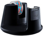 Tesa Easy Cut Dérouleur de Bureau Compact – Dévidoir de Ruban Adhésif avec Design Moderne – 1 Ruban Adhésif Transparent Inclus – 10 m x 15 mm – Noir