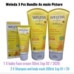 2 Pack Weleda Baby Calendula Shampoo & Body Wash,200 ml + Baby face cream 50ml