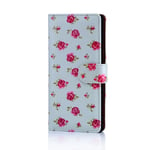32nd Floral Series - Design PU Leather Book Wallet Case Cover for Sony Xperia XZ Premium, Designer Flower Pattern Wallet Style Flip Case With Card Slots - Vintage Rose Mint