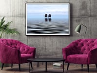 Solstolar i vattnet Poster/Black/White: 70x100 995 Tavla med ram (svart)