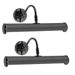 MiniSun Pair of Modern Adjustable Twin Picture Wall Light in A Black Chrome Finish - Complete with 3w LED Pygmy Bulbs 3000K