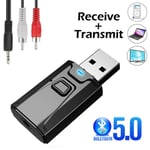 Mini Usb Bluetooth 5.0 Transmitter Receiver Stereo Adapter 3.5mm Black