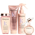 Kérastase Gloss Absolu Shampoo, Conditioner. Treatment Spray and Glaze Drops Hair Oil Routine