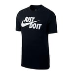NIKE Men's Sportswear Just Do It Swoosh T shirt, Black/White, S UK