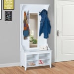 Entryway Hall Tall Coat Rack Shoe Bench Storage Clothes Hook Organizer Freestand