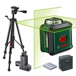 Bosch cross line laser UniversalLevel 360 with premium tripod + universal clamp MM 3 (vertical + horizontal laser lines incl. 360° for alignment throughout the entire room)