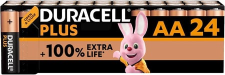 Duracell Plus AA Batteries (24 Pack) - Alkaline 1.5V - Up To 100% Pack of 24