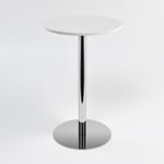 Pyöreä baaripöytä, kiillotettu teräs jalka, kannet useissa väreissä Valkoinen Ø70 cm
