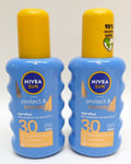 2 x Nivea SUN Protect & Bronze Sun Spray, SPF30, 200 ml, Bronzing Tanning Lotion