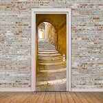 WALPLUS Porte panoramique Pierre Stairway Décoration murale Stickers muraux Salon Chambre d'enfant Restaurant Hôtel Café Bureau Décor amovible Stickers autocollants, Multicolore